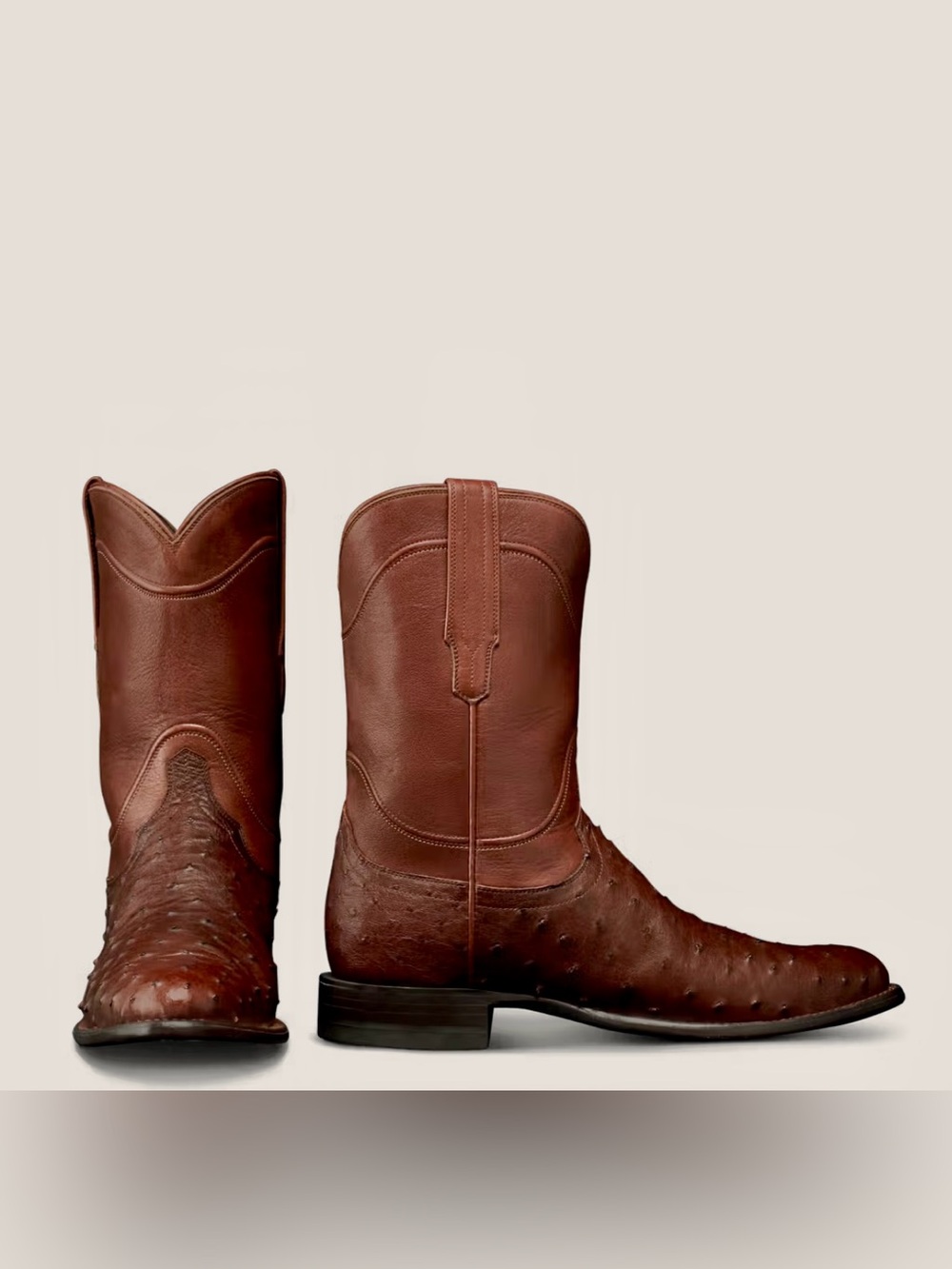 New Tecovas The Earl Roper boot in Hazelnut (rich brown) in Ostrich. Size 12 D